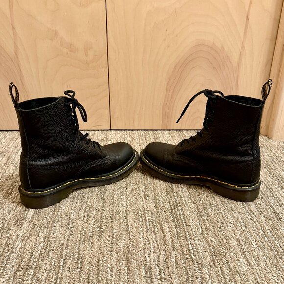 Black Dr. Martens Leather Combat Boots - Picture 5 of 6